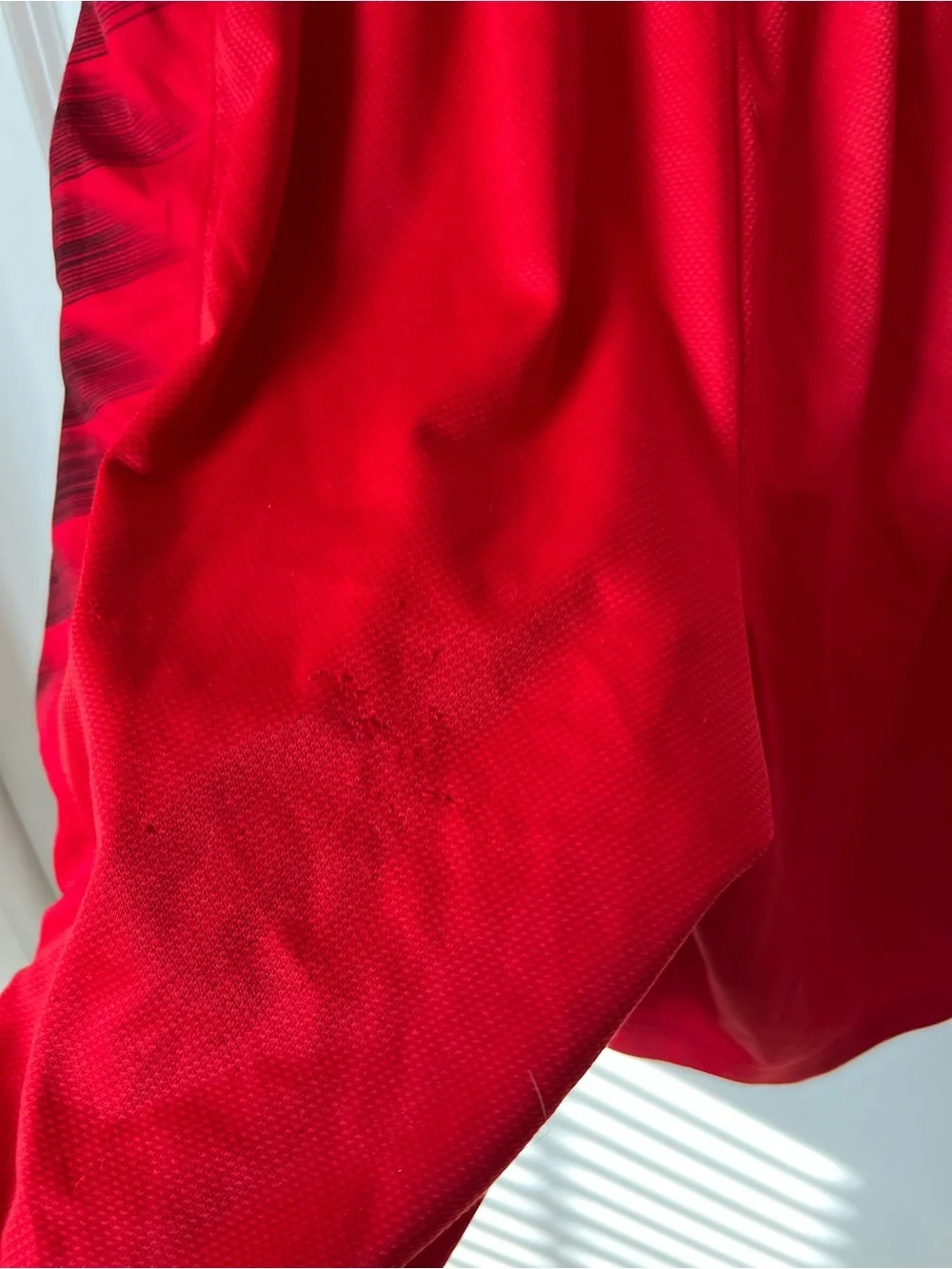Nike Red Men's Athletic Shorts with Black Side Panels